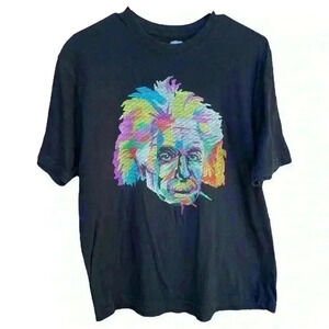Albert Einstein embroidered graphic tee shirt size L
